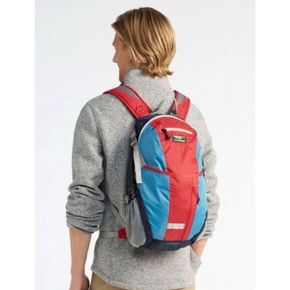 Rare L.L.Bean Stowaway Multi-Colour Day Pack in Lava / Gulf Blue /New With Tags